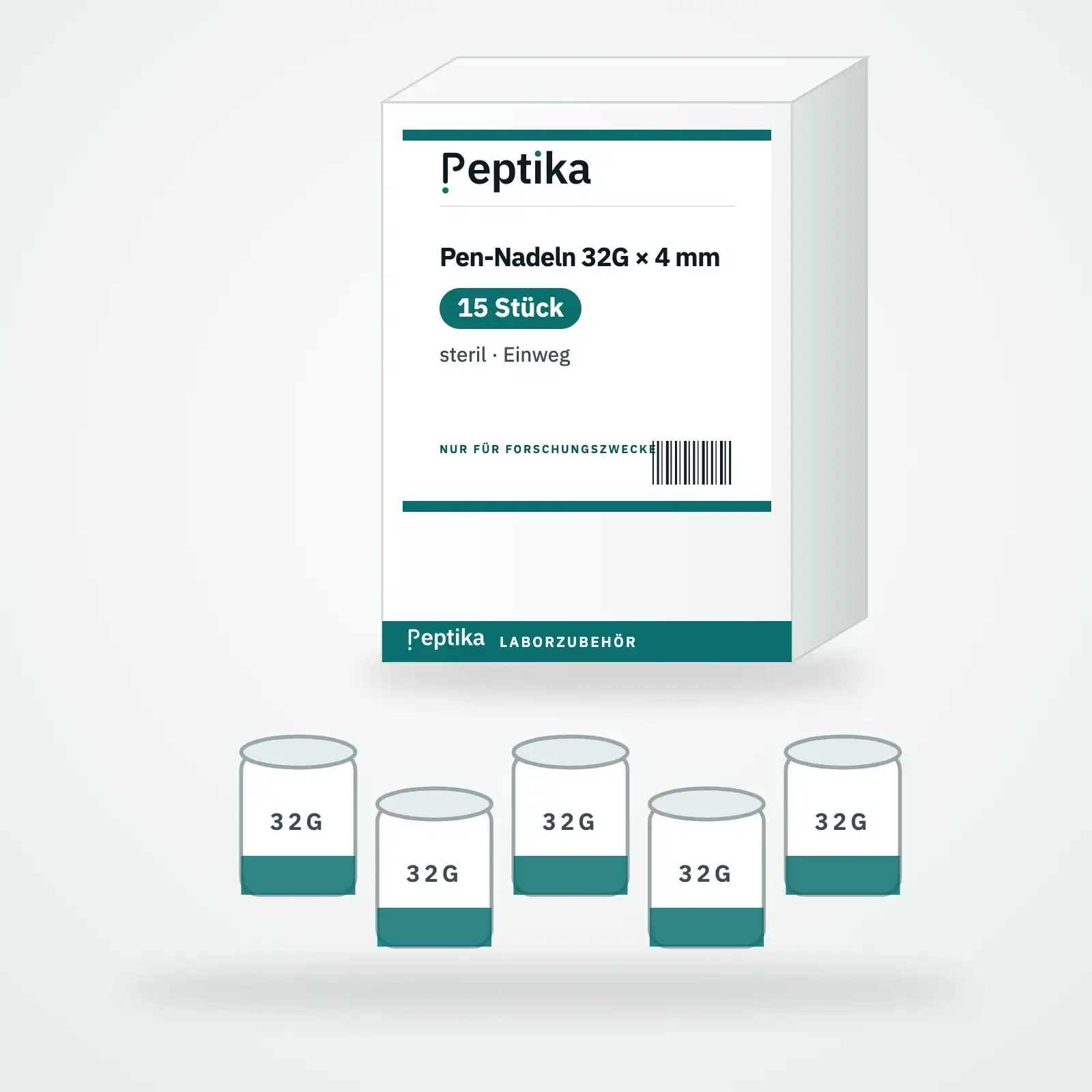 Pen-Nadeln 32G × 4 mm 15 Stück – Peptika